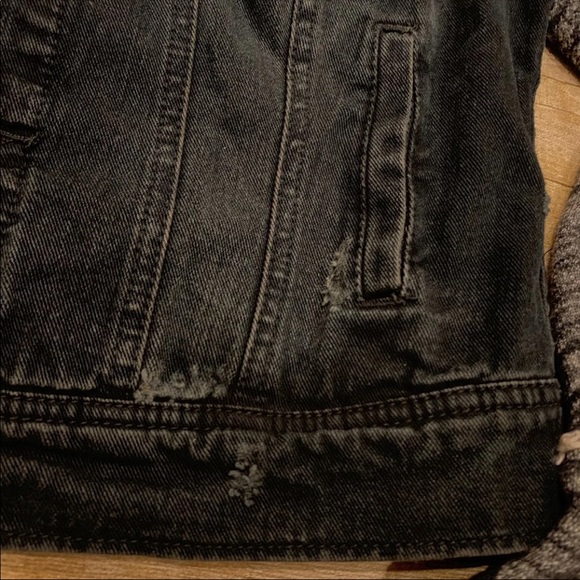 Free People Knit Hooded Distressed Denim Jacket - Picture 8 of 8